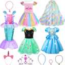 Meland Princess Dress Up - Dress Up Clothes for Girls with Toys,Christmas Birthday Gift for Toddler Girls 3,4,5,6,7,8 Years (Pink)