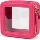 Aveniee Mini Clear Makeup Bag, Small Cosmetic Bags Travel Toiletry Pouch Organizer, TSA Approved Make up Case with Zipper, Car Bag for Essentials,Hotpink