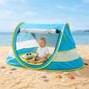 Portable Pop Up Kids Beach Tent with Mat UPF 50+ Sun Shelter for Mosquito Net,Large Sunshade Kids Travel Tent with Mat and 2 Stakes