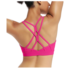 RUNNING GIRL Strappy Sports Bra for Women Sexy Crisscross Back Light Support Yoga Bra with Removable Cups White, XXL