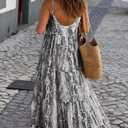PRETTYGARDEN Women Summer Dresses 2026 Spaghetti Strap Scoop Neck Floral Maxi Dress Flowy Boho Long Sundress with Pockets (Black, L)