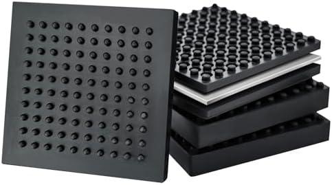 BXI Exercise Equipment Mat Heavy Duty - 4 x 4 x 0.8 Inches 4 Pcs Non Slip Noise Reduction Anti Vibration Treadmill Stationary Bike Mats, Thick Steel Embedded Rubber Pad for Hardwood Floors & Carpet