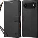 FLIPALM Wallet Case for iPhone 17 Series with Wrist Strap - PU Leather Folio Flip with Credit Card Holder & Kickstand, Protective Cover (Black, for iPhone 17 Air)