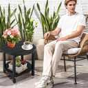LZRS Round Adirondack Side Table Double End Table, Outdoor Side Tables for Patio, Backyard, Pool, Indoor Companion, Easy Maintenance & Weather Resistant(Black)