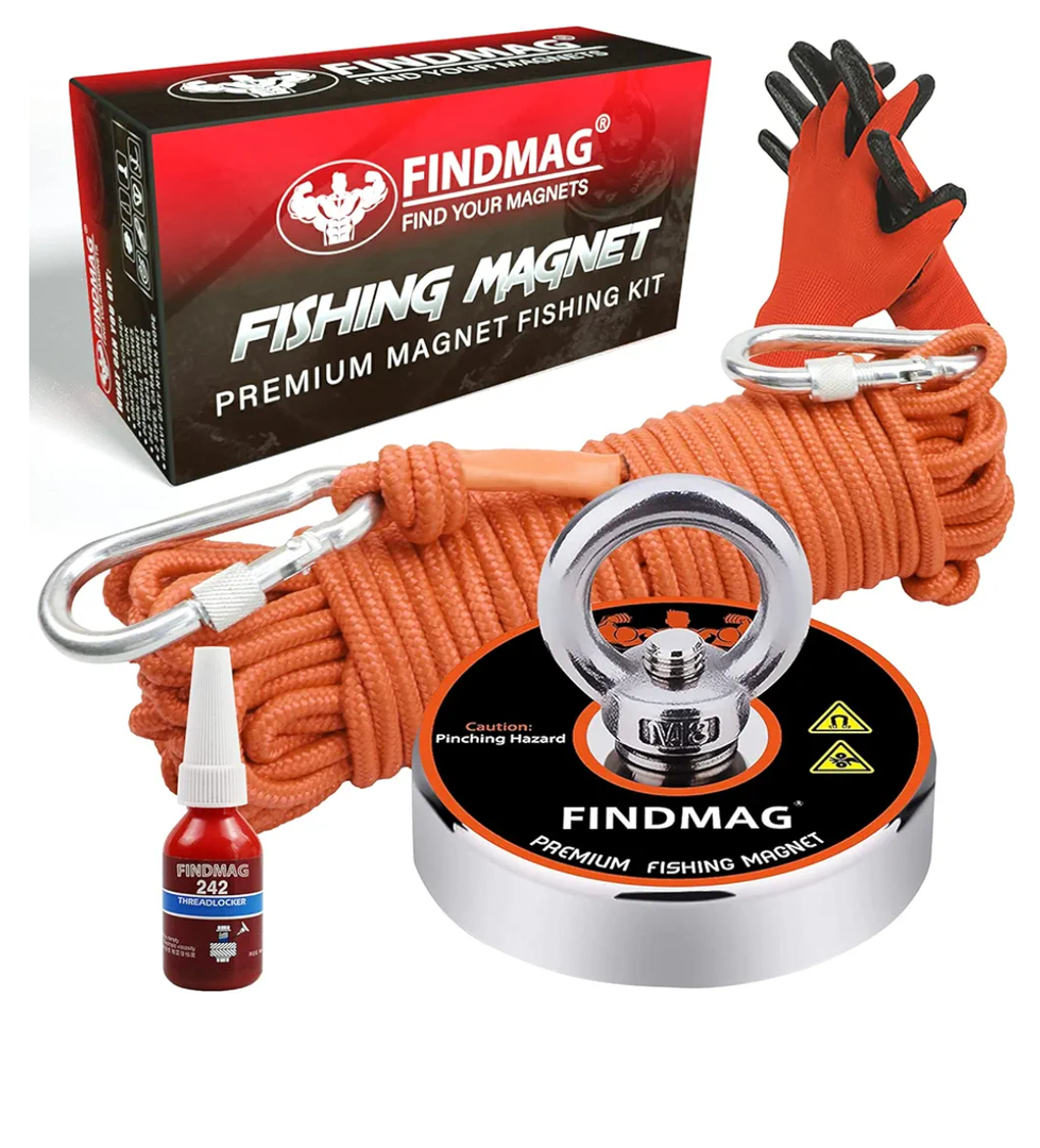 FINDMAG Super Strong Neodymium Fishing Magnets Kit, 500 LBS Pulling Force Magnetic Fishing Kit, Diameter 2.36 inch(60 mm) Magnets for Retrieving in River and Magnet Fishing