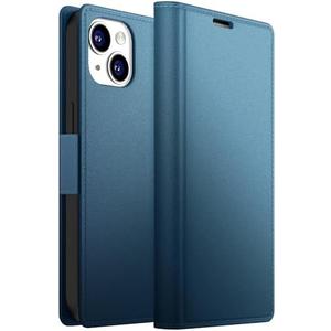 Dssairo for iPhone 15 Wallet Case, PU Leather Flip Folio Case with Card Holders Kickstand,RFID Blocking TPU Shockproof Inner Shell Phone Cover 6.1 Inch 2023 (Blue), Set Of 2