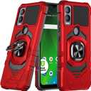 6 x Compatible for Cricket Magic 5G Case, AT&T Propel 5G Case with Tempered Glass Screen Protector,Ring Kickstand,Military Grade Heavy Duty Shockproof Protective Cover (Red)