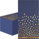 100 Pcs Blue Paper Napkins Disposable - Blue Gold Dot Party Napkins Navy Blue Dinner Napkins for Wedding Anniversary Birthday Bathroom Party Supplies
