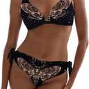 Bikini Set for Women Two Piece Halter String Triangle Bathing Swimsuit Low Rise Death's Head Moth Gothic Bikini Sets (XL)