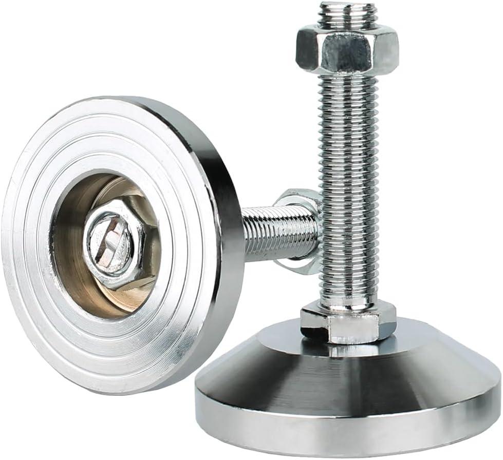 Machine Leveling feet, Heavy Duty Leveler Leg 3.15" Dia. Base, Leg Leveler M16 Thread, 3300 Lb Capacity,Capacity for Workbench, Machine, Cabinet (D80xM16x80,2 Pack,Silvery)