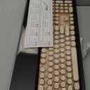 EWEADN Wired Typewriter keyboard and Mouse Combo, Typewriter Style Mechanical Gaming Keyboard,104 Keys Backlit LED Keyboards, Media Control Knob, Wired Keyboard Pink Switch for Windows/Mac/PC-Pink