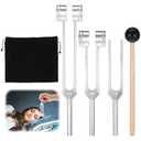 Ptwola Tuning Forks for Healing Set (128Hz 256Hz 512Hz) with Reflex Hammer, Weighted Unweighted Sensory Tuning Forks Activator Yoga Meditation Essential Accessories