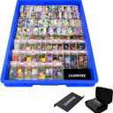 24 Pack Modular Card Risers for Display Cases,with Protective Carry Case,Black Acrylic Trading Card Showcase Stands for Graded Trading Cards PSA BGS Singles,Vendor Events & Collectors