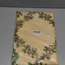 Christmas Tablecloth Rectangle 60x120 Inch Red Holly Berry Ornament Ball Waterproof Durable Vintage Santa Table Cloth, Xmas Table Cover for Holiday, Winter, Farmhouse Party, Beige