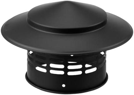 Semetall 4" Round Chimney Cap,304 Stainless Steel Chimney Cover,Cone Top Chimney Cap,Stove Pipe Chimney Cap,Black