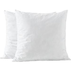 basic home 24x24 Euro Pillow Inserts-Shredded Memory Foam Fill-High Density Throw Pillow Inserts with Long Support-Home Couch Hotel Collection-Cotton Fabric-2 Pack, 2 Count