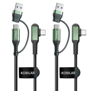240W USB C Cable 2-Pack, 10FT USB C to USB C Fast Charging Cable, 90 Degree Right Angle Braided USB C Cord for MacBook Pro/Air, iPhone 16/17 Pro Max, iPad Pro, Samsung S25/S24, Laptop, Tablet
