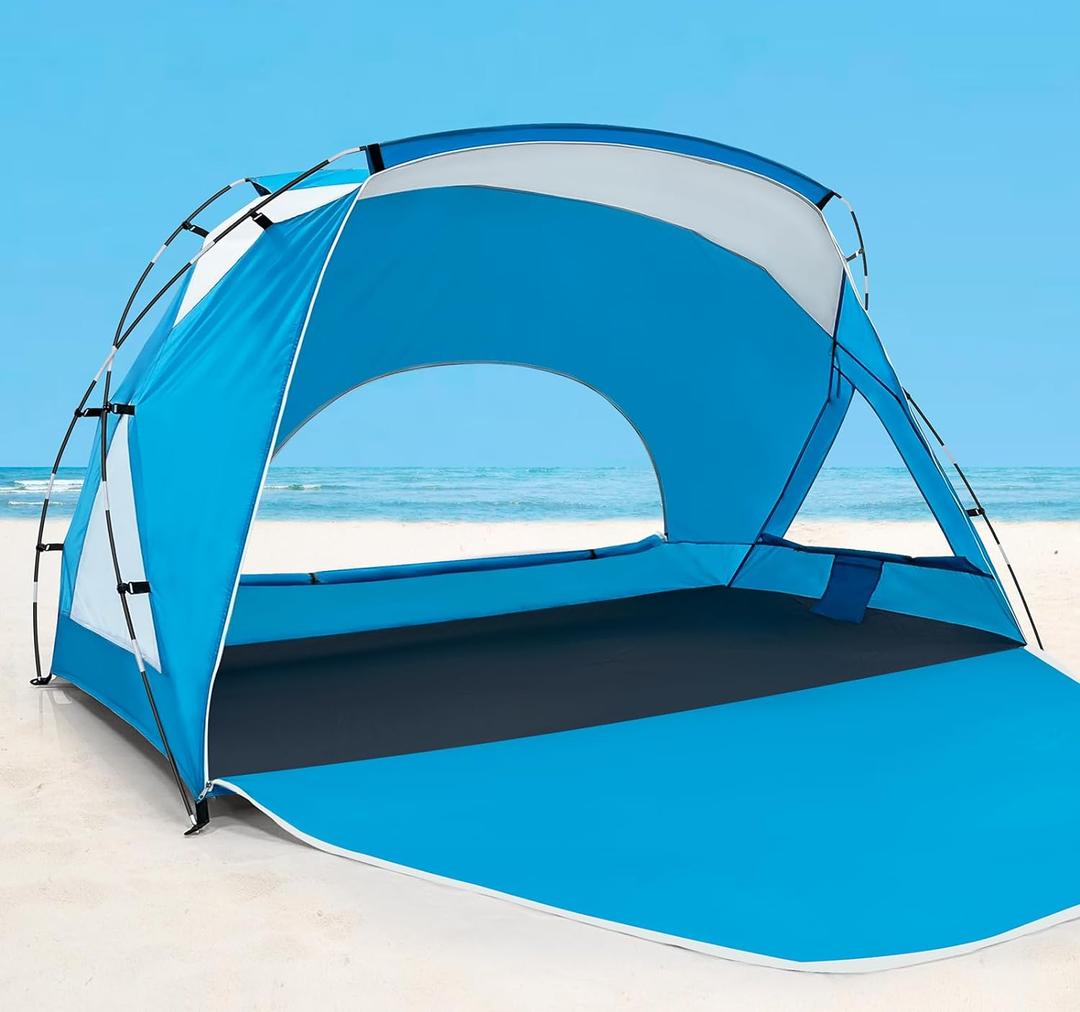 Calen Beach Tent,Beach Canopy Shade Tent with UPF50+UV Protection for 3/4-4/5-6/8 Person, Waterproof Portable Easy Setup Beach Sun Shelter Tent for Outdoor Adventures,Camping,Picnics with Carrying Bag (blue)