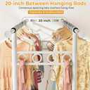 Heavy Duty Clothes Rack Load 1060LBS, Four Rods Rolling Clothing Racks for Hanging Clothes, Rolling Garment Rack With Sturdy Wheels Shelves Hooks, Portable & Adjustable Commercial Garment Rack, White