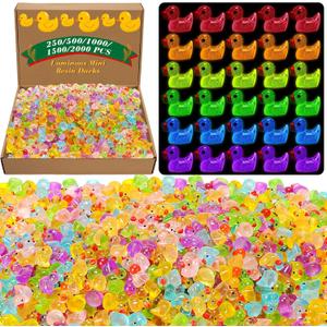 Barydat 1000 Pcs Mini Resin Duck Glowing in the Dark Little Tiny Luminou Duck Bulk for Hide Prank DIY Idea Gifts Cruise Party Garden Animal Figure Miniature for Garden Micro Decor