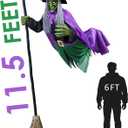 Halloween Decorations Outdoor - 11.5 Ft Animated Hovering Witch Animatronics - Sound & Touch Activated Sensor - Scary Decor Props for Home Outside Garden Yard Lawn Party Decoration