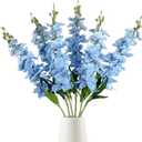 IPOPU Blue Delphinium Artificial Flowers,6PCS Faux Snapdragon Flowers 33" Silk Larkspur Flowers for Tall Vases Wedding Party Home Table Decor(Blue)