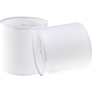 Set of 2 White Tall Linen Drum Lamp Shades Modern Lamp Shade 9.8" Top x 9.8" Bottom x 10.8" High (Spider) Medium Lampshade for Table & Beside Lamp - Lampshades Replacement By GO&SO