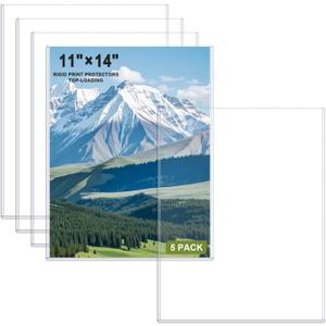 Ndsox 5 Pack 11 x 14 Inches Rigid Print Protectors Hard Plastic Sheet Protectors Top-Loading Heavy Duty No-Hole Plastic Page Sleeves Documents Holders Menu Covers for Magazines, Graphic Art, Prints