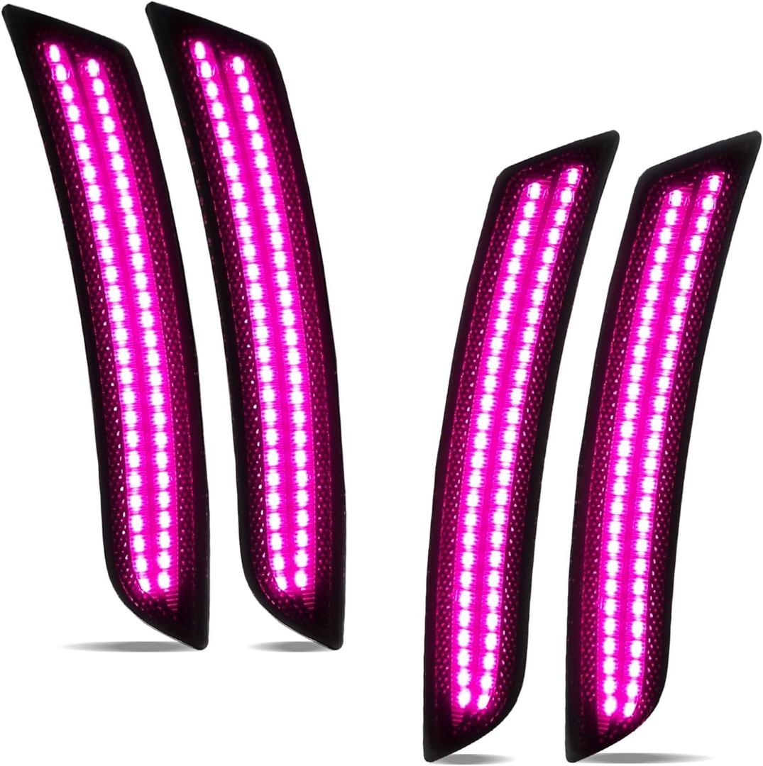 LED Side Marker Lights Front Rear Bumper Parking Signal Lamps for 2016-2023 Chevy Camaro 6th Gen Smoked Len, Pink Purple