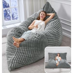 Hobestluk 3 in 1 Bean Bag Chair Giant Bean Bag Chairs Convertible Bean Bag Floor Cushion with Machine Washable Cover, Beanbag Chairs for Adult (Turquoise Grey), 75.59 X 55.12 X 19.69