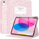 Supveco Case for iPad (A16) 11th Generation 11 inch (2025),iPad 10th Generation 10.9 inch (2022) with Pencil Holder-[Auto Wake/Sleep],Premium Folio Stand Case with Soft TPU Back Cover-Pink