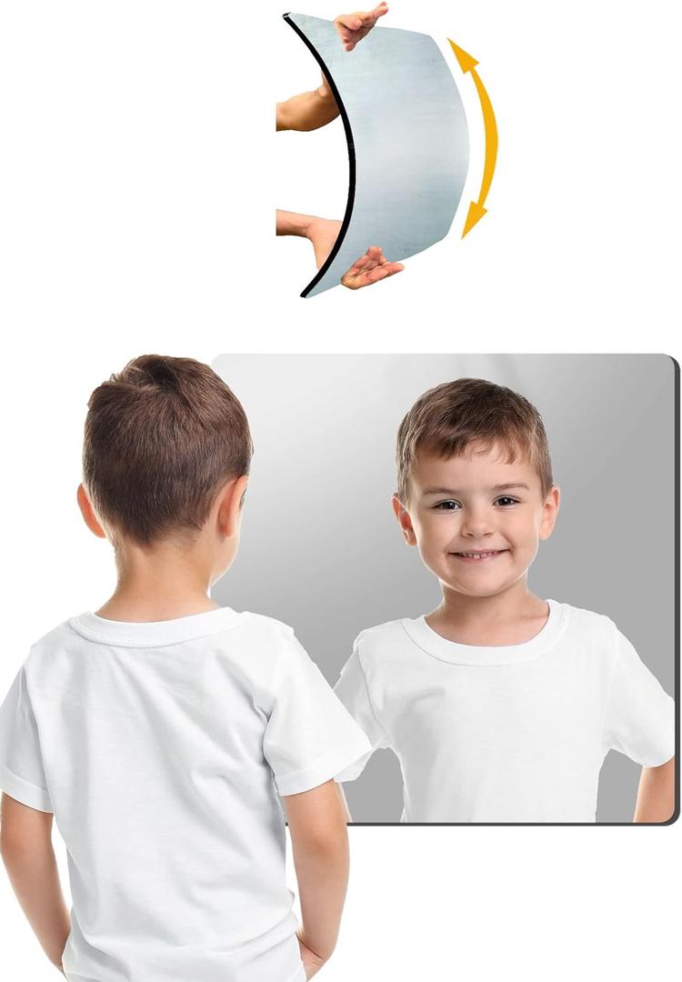 UNBREAKABL MIRO Unbreakable Plexiglass Acrylic Mirror, Extra Thick 1/8', 8'x8', Shatterproof Safe Wall Mirror, Modern Silver