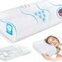 Cervical Neck Pillow for Pain Relief- Queen Size Cooling Pillow for Sleeping, Memory Foam Pillows for Neck Shoulder, Ergonomic Adjustable Contour Bed Pillow for Side, Stomach & Back Sleepers (Queen Size 23.6"L x 14.2"W, White)