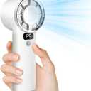 2 x Portable Handheld Fan 5 Speeds, 3000mAh USB Rechargeable Mini Fan, LED Digital Display, Lightweight fan for Indoor Outdoor Travel/Camping/Office