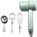 Hand Mixer, Portable Electric Cordless Handheld Mixer, 3-speed Usb Rechargeable with Twin Mixer Whips and Egg Separator for Butter, Cream,Kitchen Baking and Cooking (Green)