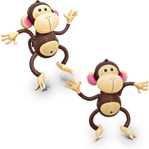 4E's Novelty Inflatable Monkeys (2 Pack) 27 Inch Large Monkeys Inflatables for Jungle Decor, Safari Jungle Birthday Decorations, Kids Animal Party Supplies, Baby Shower Favors