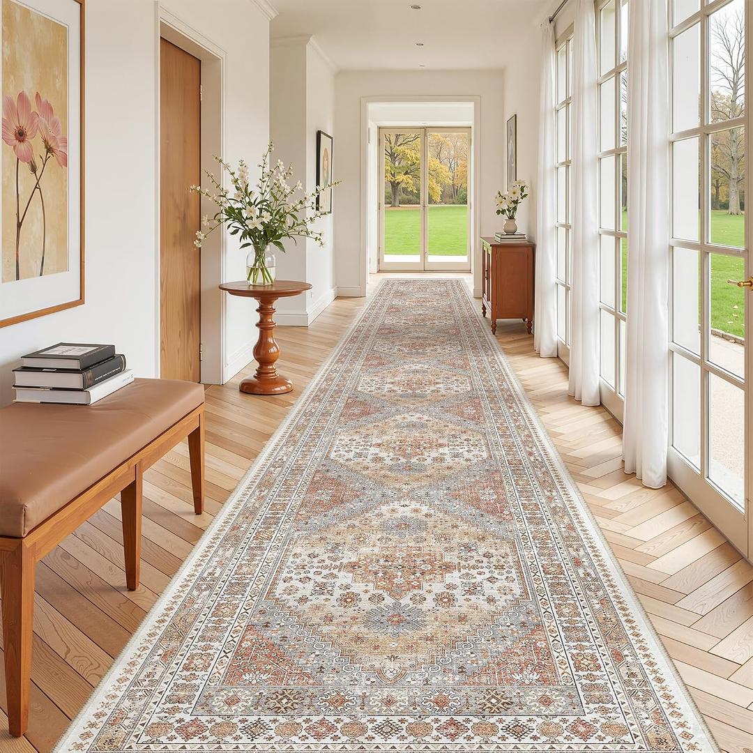 zesthome 3x20 Runner Rug Non Slip,Washable Hallway Runner Rug,Orange