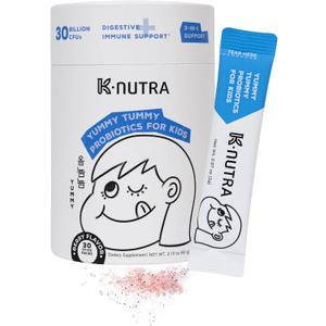 K-Nutra Yummy Tummy Probiotics for Kids | 2.12oz (30 Sticks) | 3-in-1 Prebiotic & Probiotic Powder | 30 Billion CFUs | Clinically Tested | Supports Digestive & Immune Health | for Ages 3+
