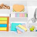CAXXA 3 Slot Drawer Organizer with 4 Adjustable Dividers - Drawer Storage 7 Compartments Junk Drawer Organizer for Office Desk Supplies and Accessories, White