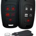 waymei Silicone Key Fob Cover Remote Keyless Case Protector Compatible with Chevrolet Chevy Malibu Camaro Cruze Limited Equinox Impala Limited Sonic Malibu Limited - 5 Buttons (Black + Pink)