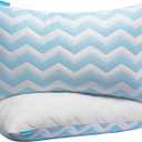 Dreamara Cooling Bed Pillows Queen Size Set of 2 Adjustable Loft Shredded Memory Foam Pillows for Side, Back & Stomach Sleepers, Supportive & Breathable for Hot Sleepers (Blue)