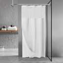 N&Y HOME Stall Waffle Weave Shower Curtain with Snap-in Fabric Liner & Hooks Set - 36" x 72" Small Shower Stall Size, Hotel Style & Mesh Top Window, Machine Washable - 36x72, White