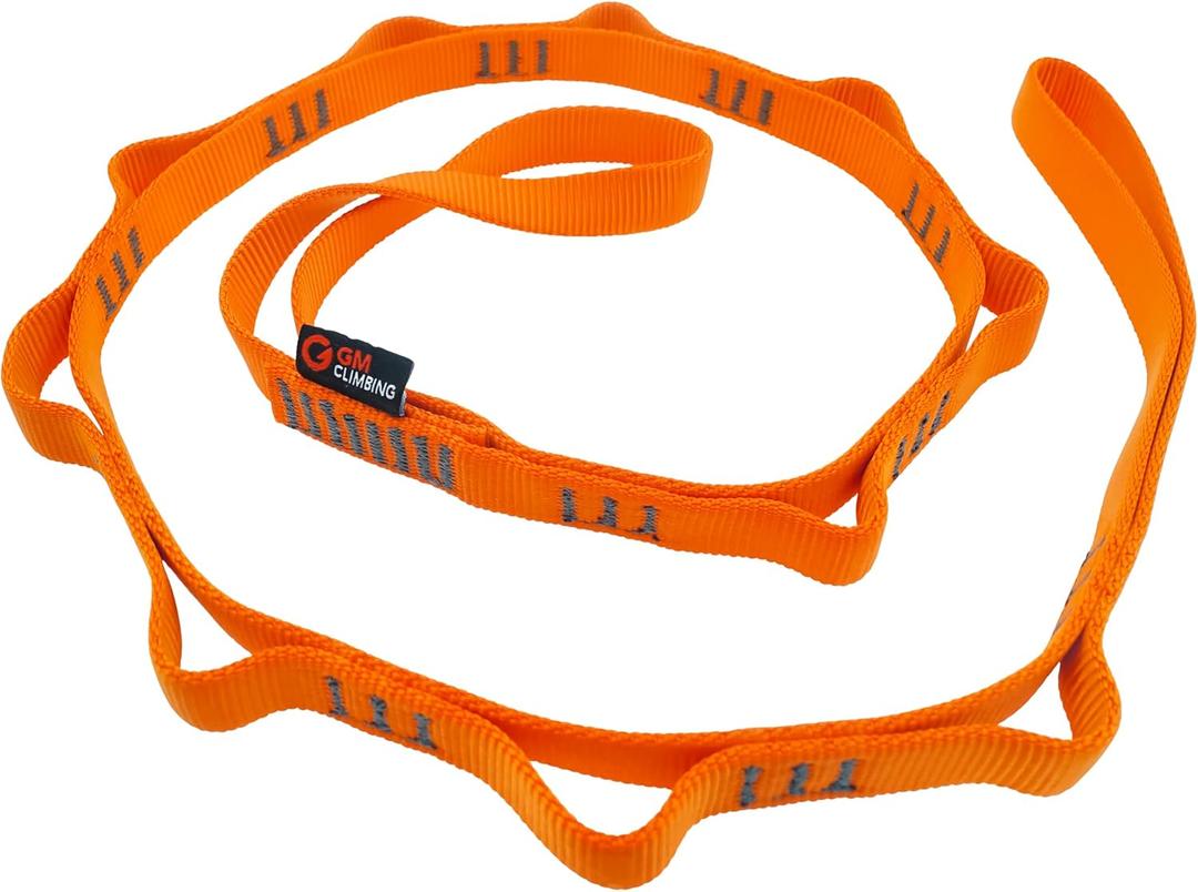 GM CLIMBING 16mm Nylon Daisy Chain Sling 22kN 120cm / 48in CE UIAA Certified for Leading Aid Climb Ascender Rigging Hammock Suspension (Orange, Pack of 1)