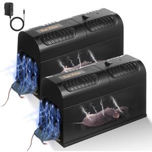 2026 Upgraded Electric Mouse Traps Indoor for Home High Voltage Instantly Kills Mice & Rats, No Touch Reusable Indoor Rodent Killer Electric Trap for Home, Kitchen, and Commercial Use,2 Pack