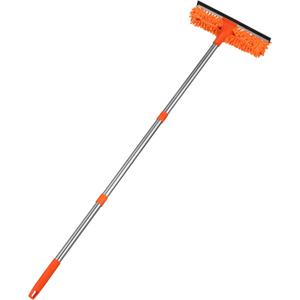 Professional 2-in-1 Squeegee Window Squeegee with 51 inch Long Handle Chenille Window Eraser for Home, High-Rise Windows, Car Windshield, Mirror
