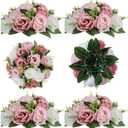 BLOSMON Dusty Rose Flowers Centerpieces: 6 Pcs Pink Roses Artificial Flowers Balls for Wedding Dinning Table - Fake Silk Kissing Floral Arrangement for Home Party Event Decor