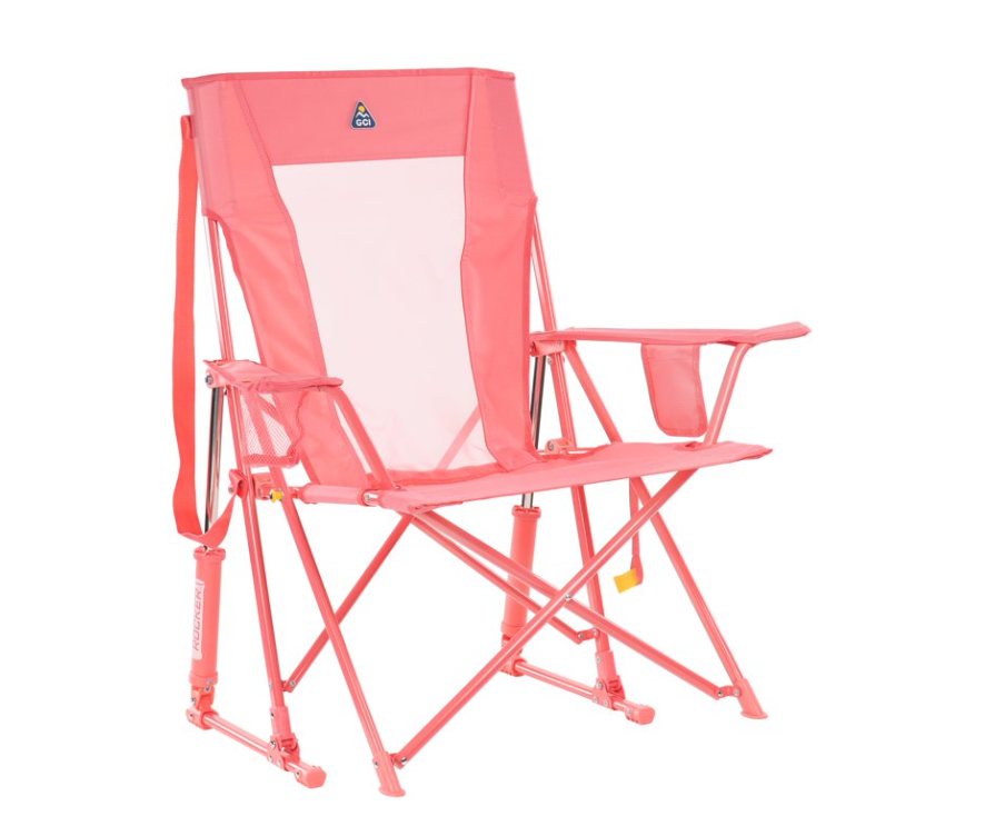 GCI Outdoor Comfort Pro Rocker Foldable Rocking Camp Chair, Blush
