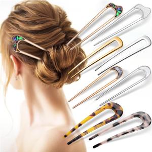 3 x 8pcs French Hair Pins for Women U Shaped French Twist Hair Pin Colourful U Vintage Fork Hairs Pin for Buns Women Girls Hairstyle Accessories for Girls