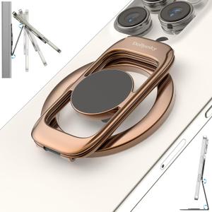 Magnetic Phone Ring Holder for MagSafe Phone Grip & Kickstand, Strong Dual-Sided Magnets Compatible with MagSafe Car Mount Gym for iPhone 17/16 Pro Max 15/14/13/12 and Android Phone Cases (Brown)