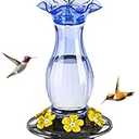 Jealoeur Hummingbird Feeder for Outdoors Hanging, 18 OZ Humming Birds Feeders with 6 Bee Guard Feeding Ports & Built-in Ant Moat, Easy to Clean, Durable Outdoor Garden Decor (Blue)